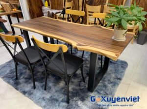 bàn ăn me tây nguyên khối