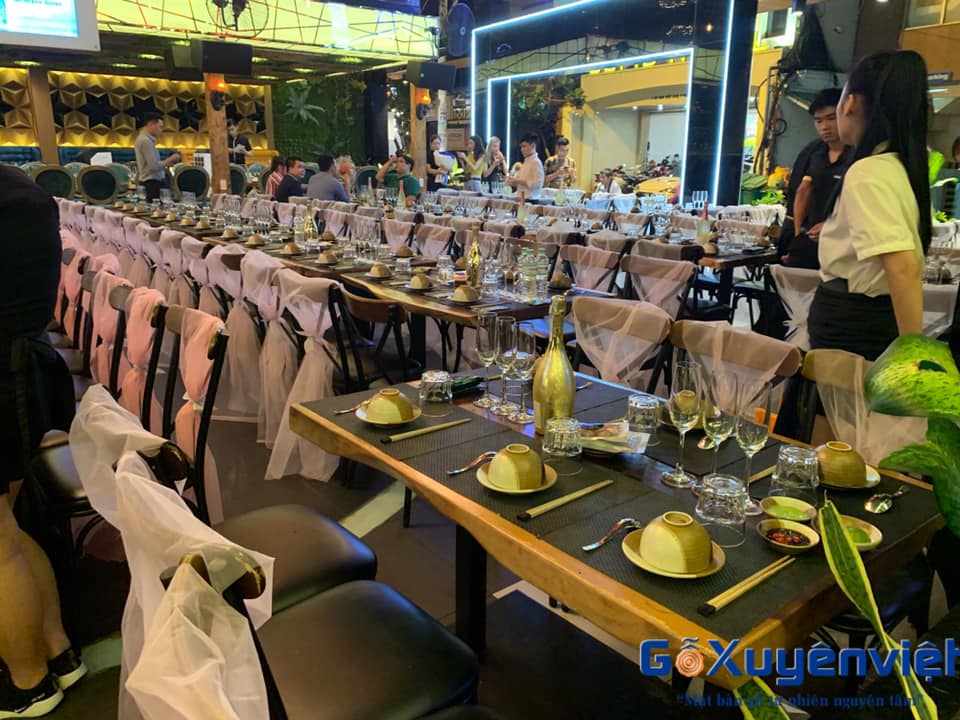 bàn nhà hàng gỗ me tây