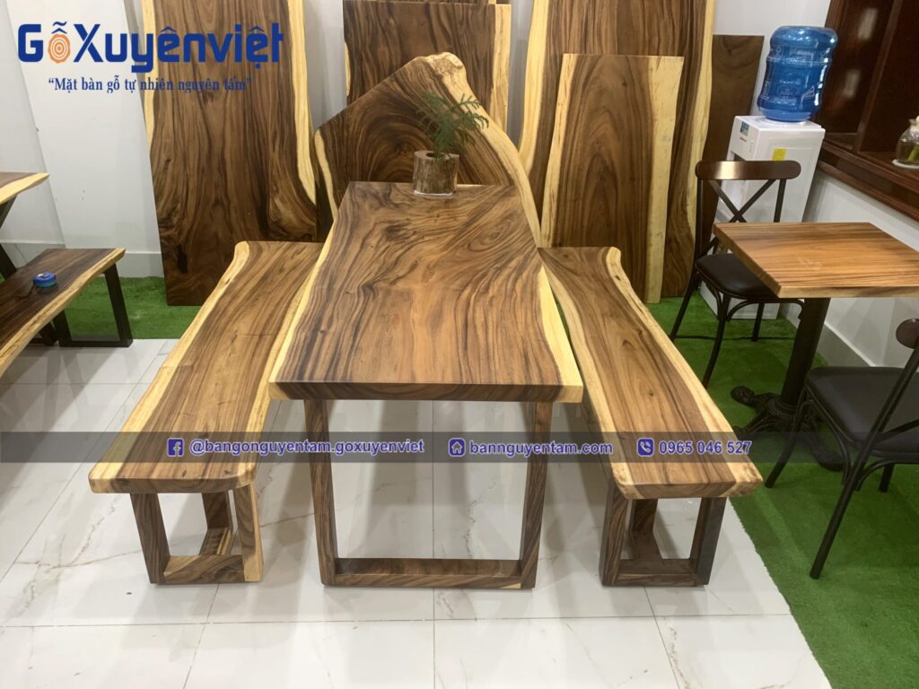 bàn ghế gỗ me tây nguyên tấm