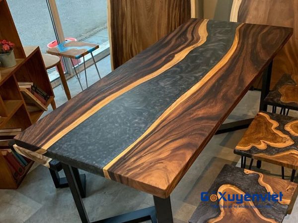 bàn gỗ me tây epoxy